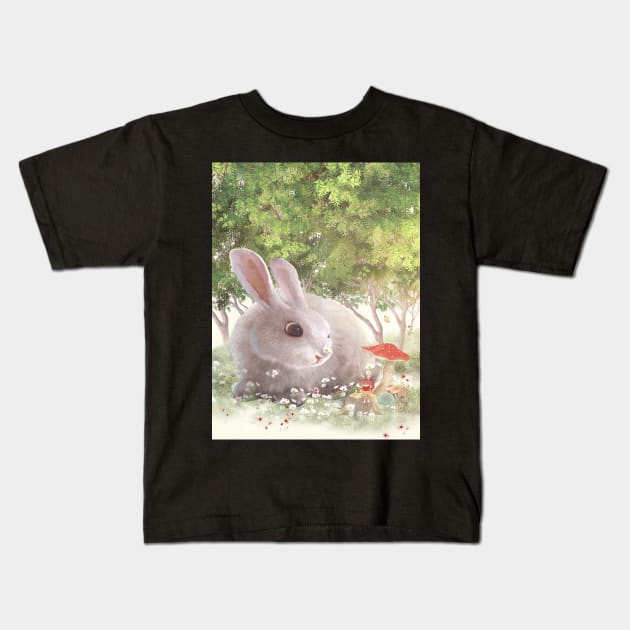 Bunny Flowers Kids T-Shirt by zkozkohi